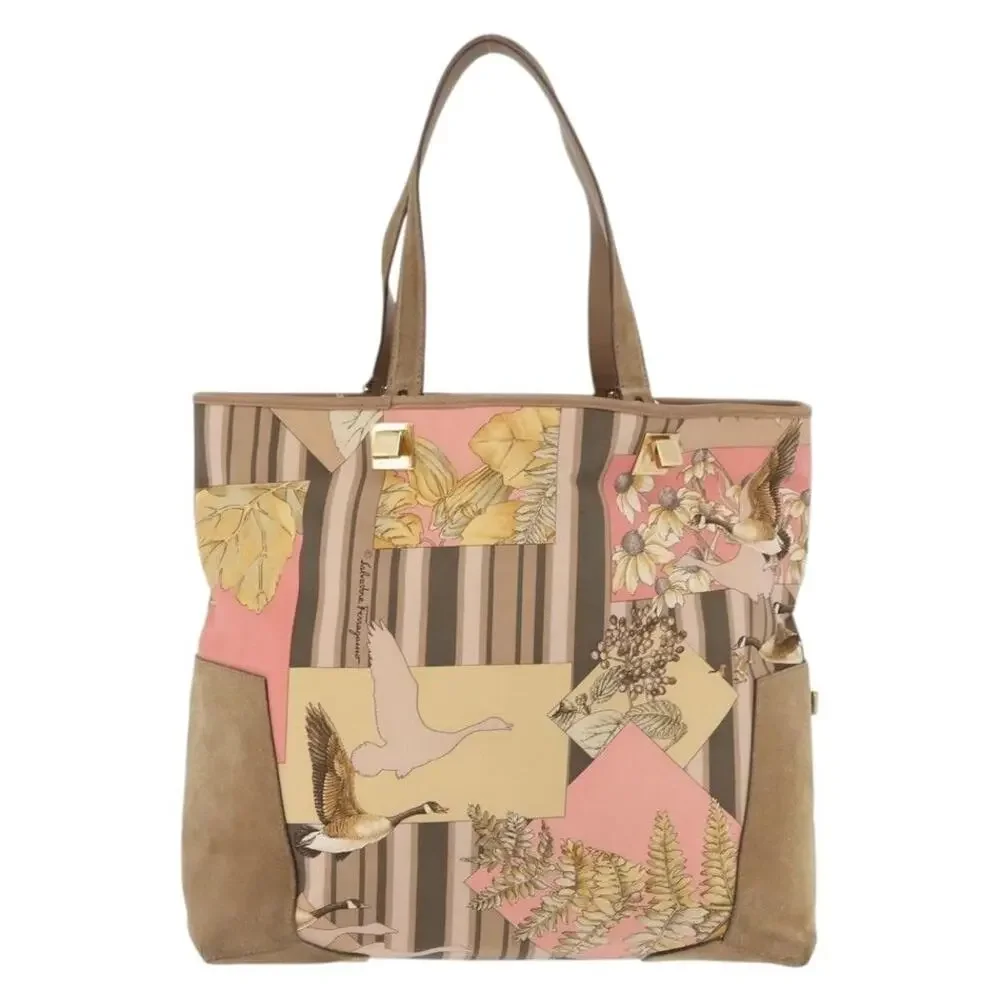 Salvatore Ferragamo Nylon Tote Bag Beige